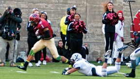 The play that made &ldquo;slant and go&rdquo; part of Crimson lore: having put a double move on Yale&rsquo;s Dale Harris, Andrew Fischer &rsquo;16 capered into the end zone after catching the winning pass from Conner Hempel with 55 seconds left.