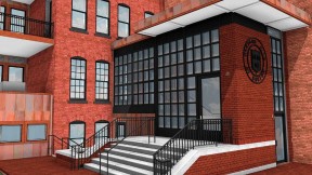 Plan for the new rear entry&mdash;a key to rationalizing the club&rsquo;s interior spaces and use 