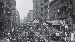 Photograph of American urban life, Mulberry Street, New York, c. 1900