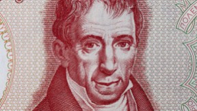 Portrait of Adamantios Korais on a 100 drachmas banknote, 1978
