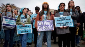 Student protestors outs the Supreme Court, demonstrating in favor of affirmative action in admissions