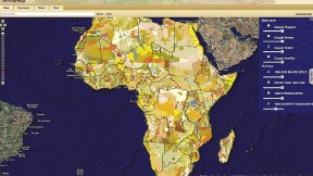 This map shows soil types for all of Africa. A researcher might use  it with other map layers to study agricultural productivity among  countries with similar soils, comparing, for example, the agrarian practices of Francophone and Anglophone countries.