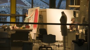 Student artists at work in the Carpenter Center