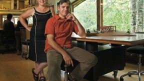 Julie Lineberger and Joseph Cincotta in the studio of their architectural firm.