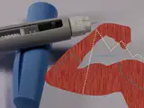 An illustration of GLP-1s and muscle, with charts