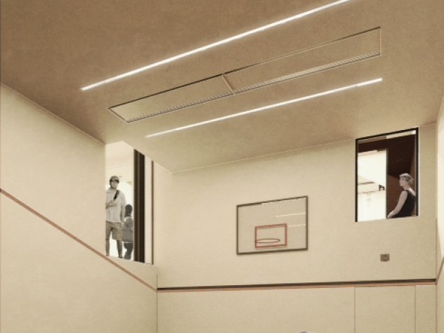 Courtesy of Harvard Public Affairs and Communications A renovated squash court on the lower level of Dunster House; other courts will be converted into exercise and fitness spaces.