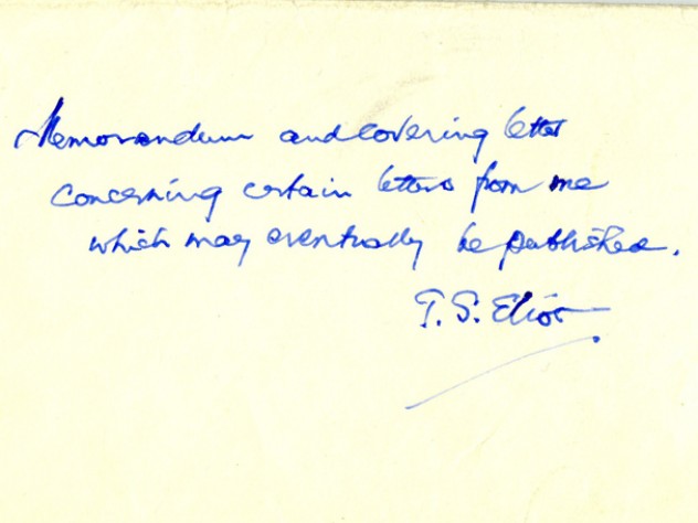 Envelope with the handwritten words: "To be opened only in accordance with the attached conditions"