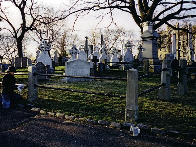 Image courtesy of Carl Sprague For the 2001 film <i>The Royal Tenenbaums,</i> Sprague sketched a graveyard that director Wes Anderson used in the movie (shown here, with Sprague at work, lower left).