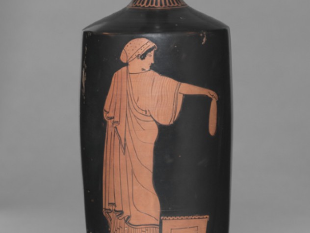 Manner of Douris, <i>Red-Figure Lekythos: Woman Holding an Alabastron,</i> Greek, 480–470 BC.