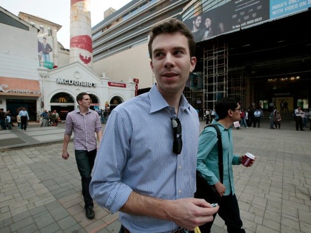 Photograph by Peter Pereira Jeff Suer and other M.B.A. students walk through the courtyard outside the Palladium Mall, a luxury shopping center the students visited to learn about product availability and customer preferences in the luxury market.