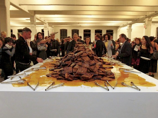 Photograph by Kevin Tachman The 2009 event <i>Creation</i> included a ton of barbecued ribs, plus tongs, with honey dripping on them.