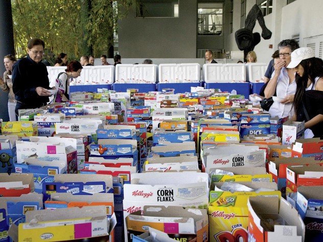 Photograph by Chi Lam <i>American Morning,</i> Rubell’s 2008 “breakfast installation” for the Art Basel Miami Beach week, invited art-lovers to choose their cereal, add milk, and eat.