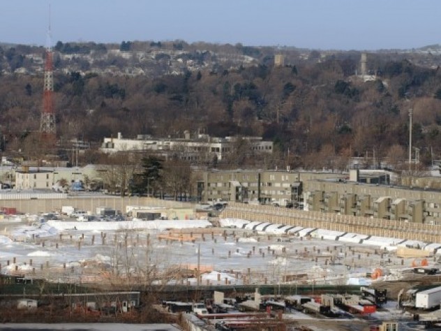 The Allston science complex before construction halted in 2010.