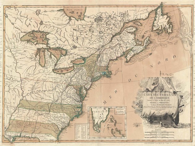 Courtesy of the Harvard Map Collection Carte des Etats-Unis de l'Amerique suivant le Traité de Paix de 1783/dédiée et présentée a s. Excellence Mr. Benjamin Franklin...par son trés humble et très obeissant serviteur, Lattré, published by Jean Lattré (Paris, 1784)