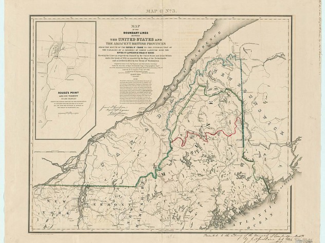 Courtesy of the Harvard Map Collection Map of the boundary lines between the United States and the adjacent British provinces, drawn by Thomas Jefferson Lee, published for the United States House of Representatives (Washington D.C., 1843)