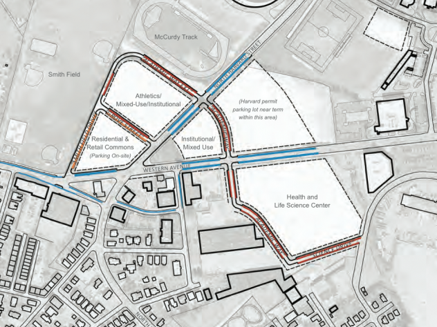 A map showing where the new SEAS facility will be located in Allston.