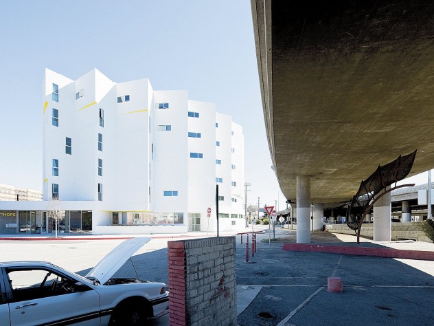 Photograph by Iwan Baan The New Carver Apartments, a much-lauded architectural landmark in Los Angeles, offers 97 units of permanent housing for the formerly homeless.