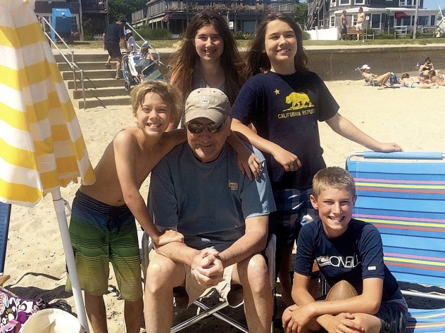 Bill Jenkins, enjoying the beach with his grandchildren last June, joined a clinical study exploring the value of early palliative care after his cancer diagnosis in 2011.