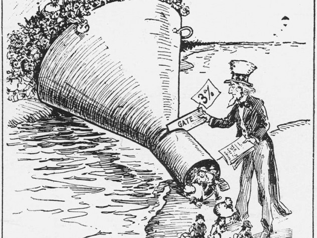 As shown in this political cartoon, the 1921 Emergency Quota Act cut annual immigration from any country to 3 percent of its nationals in the United States in 1910.