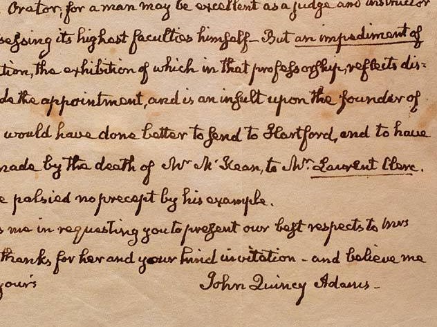 Excerpt of a letter from John Quincy Adams