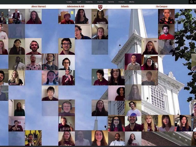 Screen shot of students from 2020 Harvard virtual degree-granting ceremony
