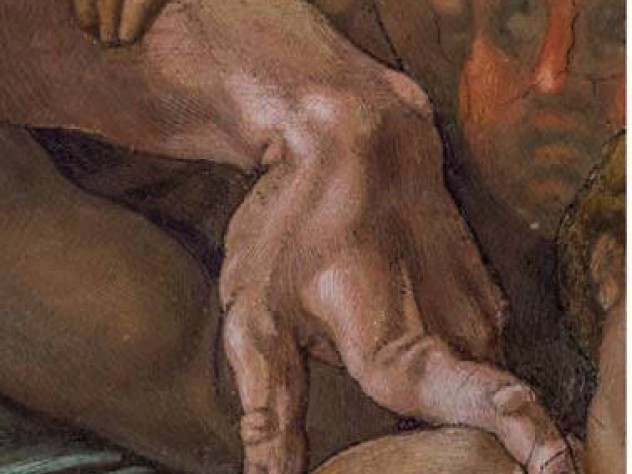 Michelangelo image of a weirdly bent index finger from the Sistine Chapel