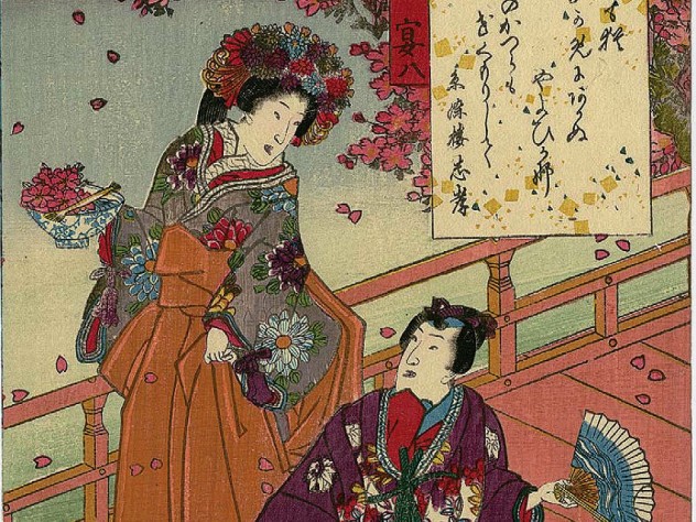 Woodblock print based on The Tale of Genji