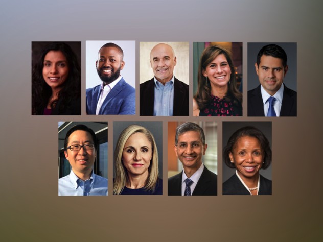Portraits of the nine nominees for The Harvard Board of Overseers