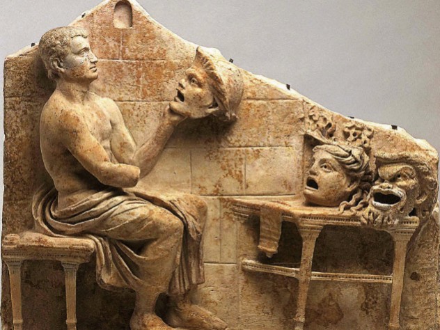 Republican or Early Imperial Roman relief of the Greek playwright Menander, 100 BCE-early first century CE