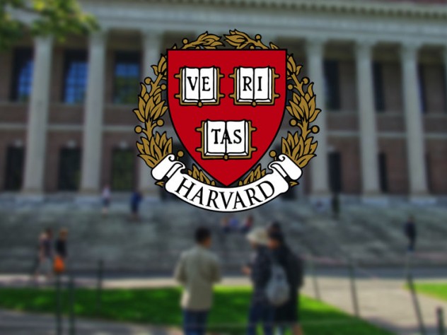 Harvard shield superimposed on image of Widener Library, a symbol of returning to operations