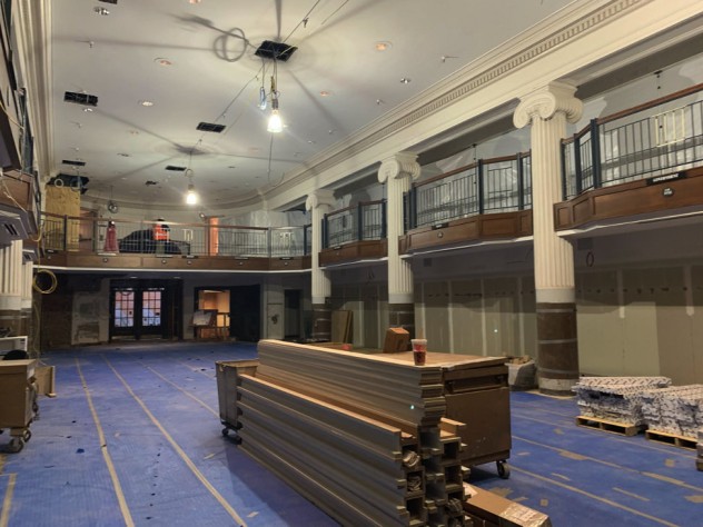 Construction on the main floor of the Harvard COOP. 
