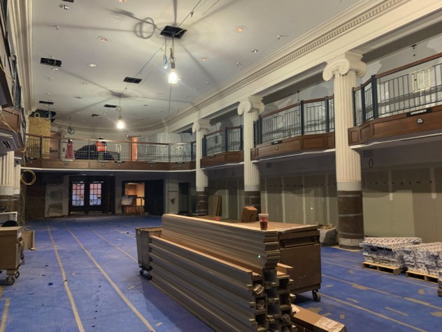 Construction on the main floor of the Harvard COOP.