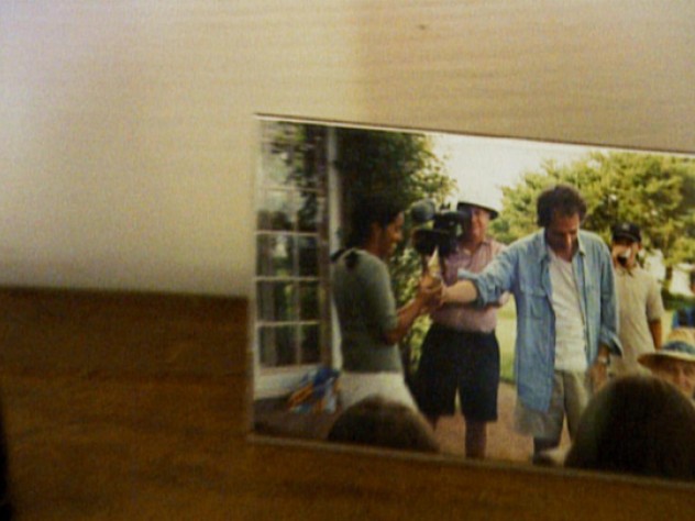A still from Olch’s film shows a photograph of Rogers filming.