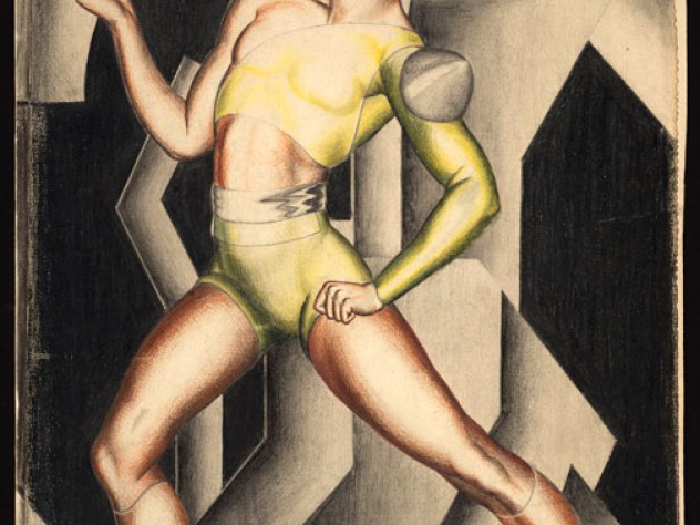 Serge Lifar in <em>La Chatte,</em> a 1927 character portrait by Eileen Mayo