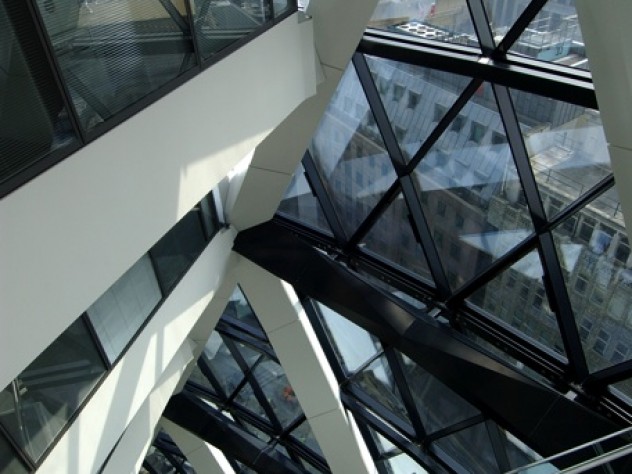 An interior of the Swiss Re building