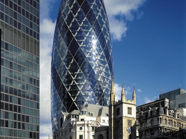 Foster + Partners Norman Foster designed the Swiss Re building in London to channel light and air throughout its astral form.