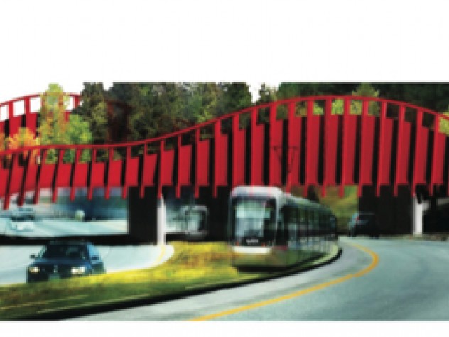 Image courtesy of The ARC International Wildlife Crossing Infrastructure Design Competition/Janet Rosenberg & Associates A driver's view of the submission from Janet Rosenberg & Associates