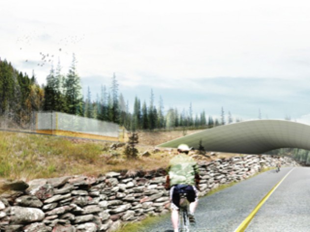 Image courtesy of The ARC International Wildlife Crossing Infrastructure Design Competition/Zwarts & Jansma Architects From Zwarts & Jansma Architects, another view from a human user's perspective