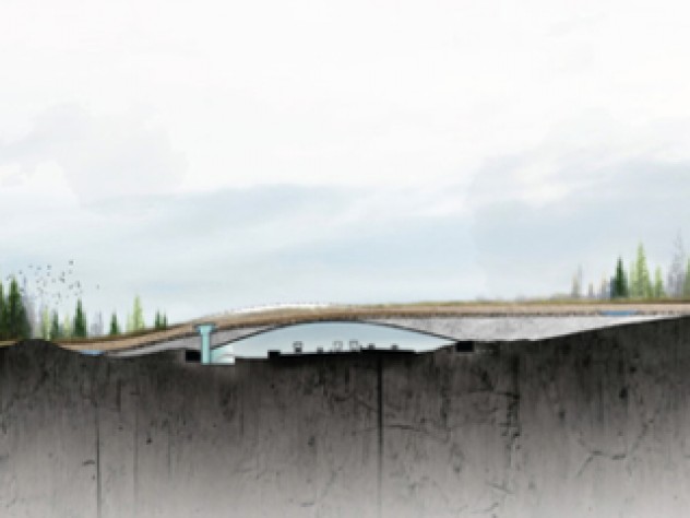 Image courtesy of The ARC International Wildlife Crossing Infrastructure Design Competition/Zwarts & Jansma Architects A longitudinal section from Zwarts & Jansma Architects
