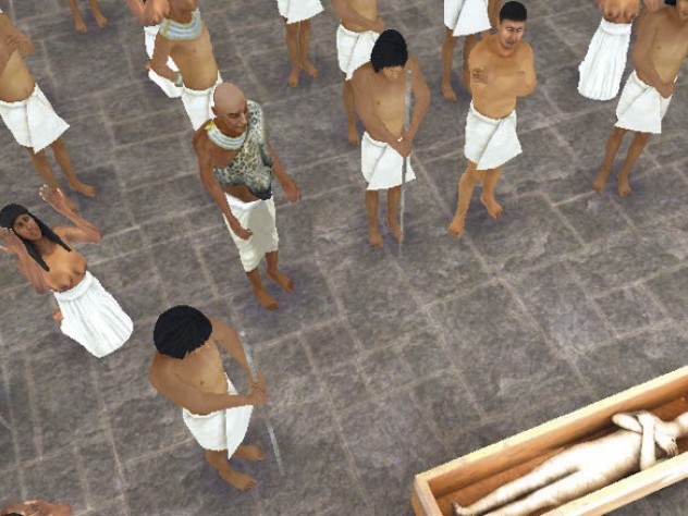 Image courtesy of Dassault Systèmes and Peter Der Manuelian Avatars conduct the pharoah Khufu’s funeral ceremony.