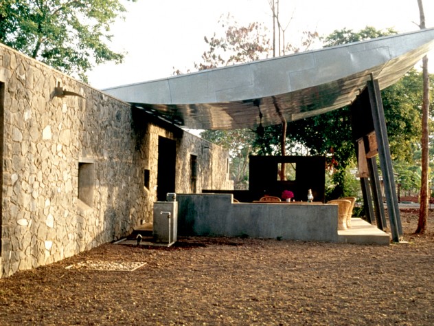 Courtesy of RMA Architects This country house, built for a filmmaker, includes a portico that becomes communal space when the owners aren't using it.