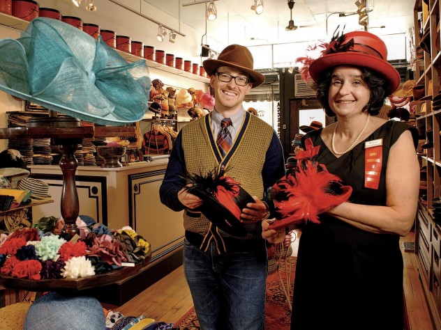 Nancy Sinsabaugh and Salmagundi proprietor Jessen Fitzpatrick display the &ldquo;ladies top hat.&rdquo; 