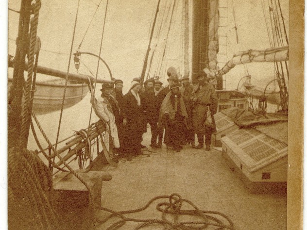 On the <i>Hassler</i> expedition, 1871-1872. Far left, Louis Agassiz; third from left, Elizabeth Agassiz 