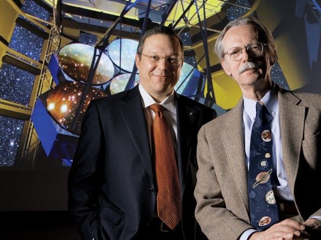 Photograph by Jim Harrison Astronomers Avi Loeb and Charles Alcock at the Harvard College Observatory