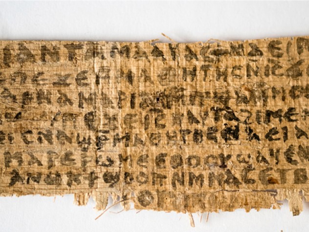 Photograph © Karen L. King, 2012 The front of a papyrus fragment from an early Christian codex on which is written the Gospel of Jesus's Wife, which came to light in 2012.