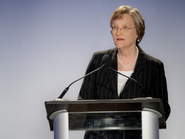 Photograph by John Deputy/courtesy of the Harvard Business School President Drew Faust at the HBS campaign event