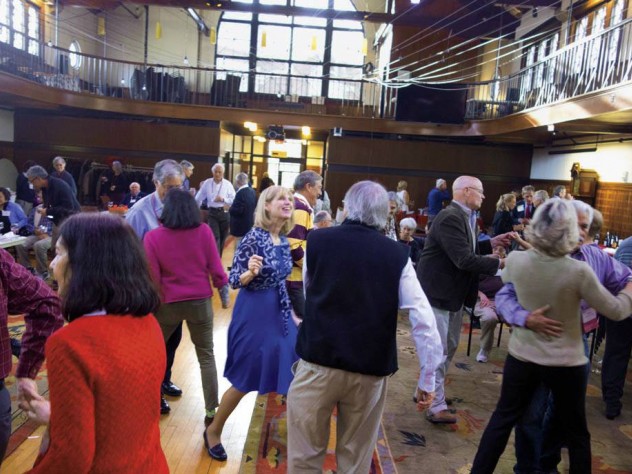 Grooving to a daytime dance party in the Radcliffe gym