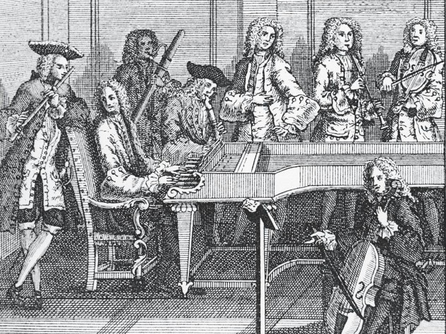 Anonymous print of a chamber music ensemble at the time of Johann Sebastian Bach 