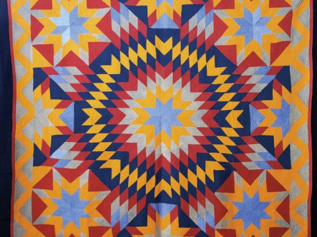 Photograph courtesy of the International Quilt Study Center and Museum/www.quiltstudy.org A “blazing star” quilt, circa 1880-90, probably from Nashville, Illinois. From the Ardis and Robert James Collection.
