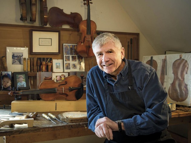 In his Cambridge studio, Childs makes about six violins a year. 